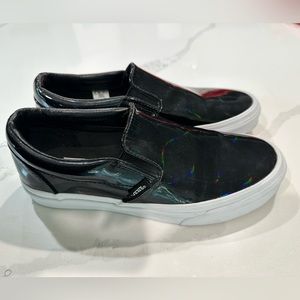 Vans brand new black holograph slide ons women’s size 7.5